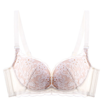 无钢圈文胸聚拢小胸性感上托加厚棉质刺绣舒适透气女内衣罩 白色 85c