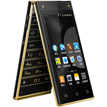 波导 V90 移动4G智能翻盖手机 双卡双待 金黑色
