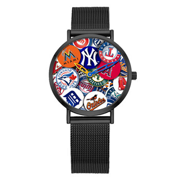 美职棒(mlb)美国时尚品牌手表 情侣对表 男女士石英表简约编织带防水