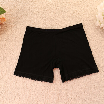 加档蕾丝边打底裤莫代尔竹纤维女士内裤平角裤防走光安全裤 539-黑色