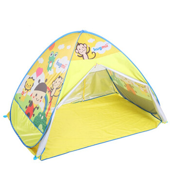 儿童卡通帐篷游戏屋户外郊游全自动速开野营沙滩帐防晒防雨 黄色