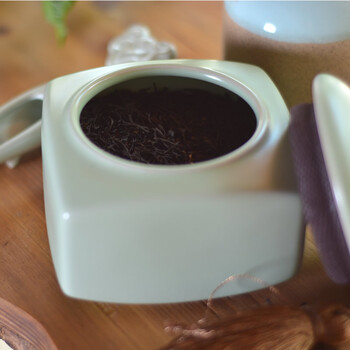 博为茶叶罐 茶具配件 陶瓷茶叶罐 茶叶罐密封储物 BWNY53---B汝窑（铁观音约90克）