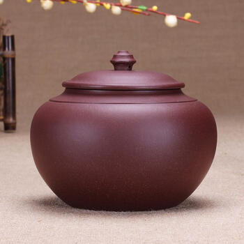 
                                        玖晟祥 宜兴精品紫砂茶叶罐手工朱泥 普洱茶缸 存茶罐大号紫砂缸                