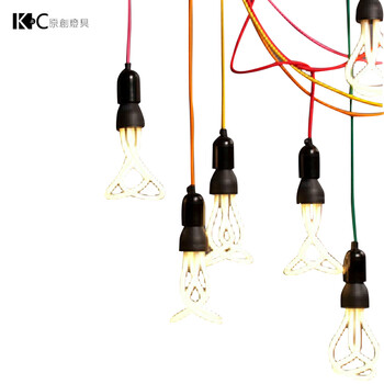 【kc灯具】现代简约节能餐厅灯饰创意卧室吧台单头儿童简易小吊灯 黄光13W灯泡(只有灯泡)