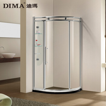 迪玛弧形淋浴房整体浴室钢化玻璃双移门浴房洗澡间简易洗浴房