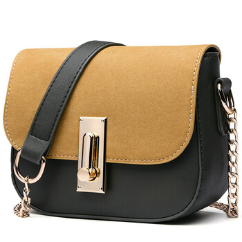 polo 女士单肩包潮流百搭链条女包简约撞色斜跨包包340321 棕色