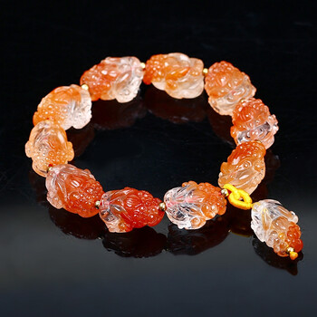 时尚饰品 手链/脚链 祺运阁 2018年三蟾赐福琉璃摆件三足金蟾赐瑞紫