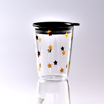 早安玻璃杯女带盖文艺早餐杯牛奶水杯 星星带盖