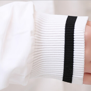 SMLN2015秋新款短外套女上衣女棒球服白色条纹夹克衫休闲风衣外套49901 白色 S