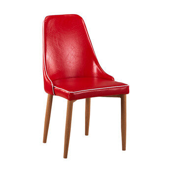 蜀木雅居 北欧简约实木餐椅书房靠背椅子布艺餐桌椅子 红色