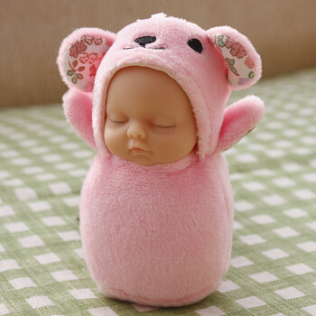 睡梦娃娃钥匙扣仿真睡觉baby包包挂件挂饰汽车挂件 粉色轻松熊 钥匙扣