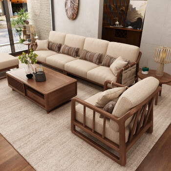 慕尼思丹 沙发 实木沙发 布艺沙发 北欧新中式客厅家具 单双三人沙发