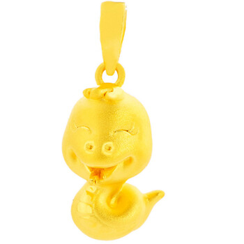 龙凤缘"可爱生肖"3d硬足金黄金吊坠 可爱生肖蛇