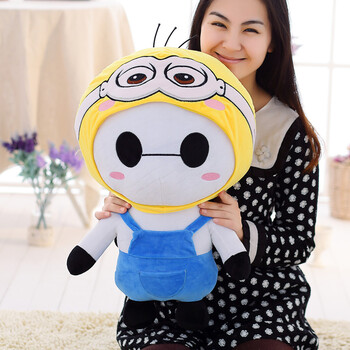 小小白公仔玩偶变身龙猫小黄人毛绒玩具布娃娃抱枕女生日礼物大号 小