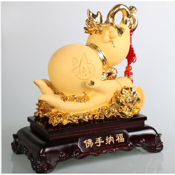 宝悟2018年十二生肖吉祥物属龙莲华掌元摆件 14寸佛手纳福 31*18*35cm