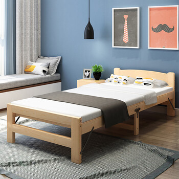 折叠床单人床1.2米实木双人简易床午休床板式木板床小床 镂空式床头0.