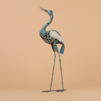 六贝 现代中式复古铁艺家居装饰品客厅摆件创意仙鹤玄关落地摆设工艺