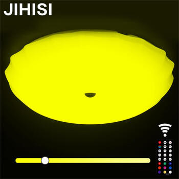 JIHISI led吸顶灯 水母简约现代卧室灯 遥控全彩灯具 开关调色温24W直径52厘米无遥控