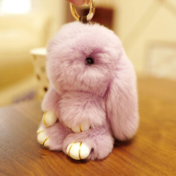 生日礼物 小兔子挂件兔公仔毛绒玩具獭兔兔毛挂饰布娃娃 浅紫色 17