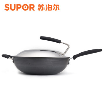苏泊尔/Supor 不锈钢健康铁锅炒锅无油烟 带立盖EC1232F03
