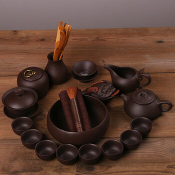 原矿宜兴紫砂功夫茶具套装家用陶瓷紫泥西施整套茶道组合茶壶朱泥 19