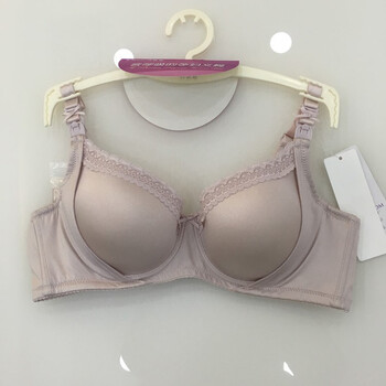 孕妇内衣聚拢防下垂哺乳文胸有钢圈喂奶胸罩大罩杯中厚模杯 肤色 85c