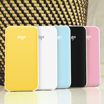 爱国者（aigo）移动电源  10000毫安小鲜肉聚合物  超薄便携充电宝 黄色