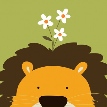 现代简约卡通装饰画卧室儿童房墙画餐厅客厅壁画玄关无框挂画 狮子