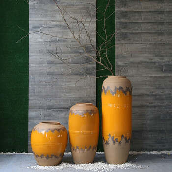 未卒粗陶复古怀旧陶罐花瓶实体店餐厅酒店落地大花插景德镇陶瓷装饰品小号 55cm 50cm 图片价格品牌报价 京东