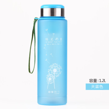 印象随行 夏天大容量运动水杯1200ml塑料便携随手水壶随身盖夏季学生水瓶随行杯 天蓝色
