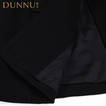 DUNNU敦奴 专柜正品  秋季新款纯色复古气质风衣 黑色 XXL