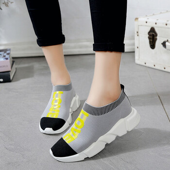 2017秋新款毛线单鞋女袜子鞋弹力布平底松糕厚底休闲运动女鞋学生