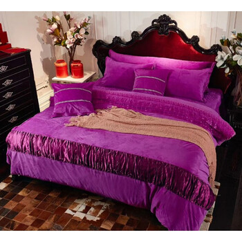 冬季纯色超柔珊瑚绒四件套加厚保暖双面法兰绒天鹅绒婚庆床上用品