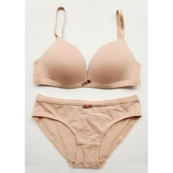 新款欧美品牌无痕无钢圈一片式光面舒适睡眠孕妇内衣文胸套装 肉色