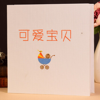 相册影集麻布刺绣风相册本插页式520张大容量 5678寸混合-可爱(白)