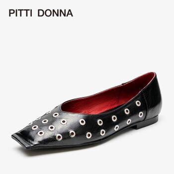 PITTI DONNA 款女鞋金属圈低跟舒适女单鞋PD 9M15902 黑色 BKG 37