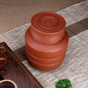 指间陶艺--宜兴紫砂茶叶罐 高档普洱茶缸 大号存茶罐 醒茶罐  降坡泥多层竹节茶叶罐