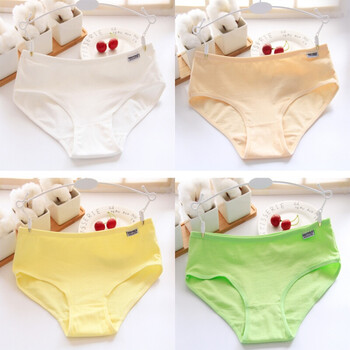 内裤纯棉少女内裤女学生纯色棉底裤高中生三内裤大码 纯棉款白肤黄绿