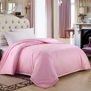 恒源祥家纺 100蚕丝被纯棉小提花桑蚕丝被芯春秋冬被子 床上用品 粉色