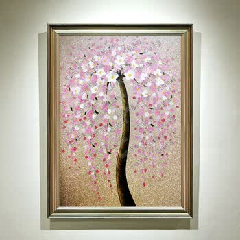 现代简约装饰画手绘立体油画植物花卉餐厅卧室抽象壁画挂画 yh828-a