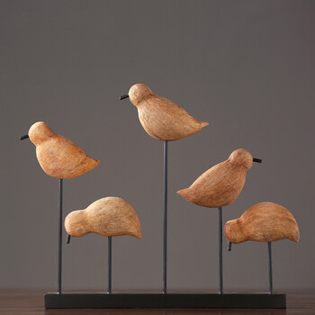 时光物语 北欧现代简约木制小鸟摆件家居客厅玄关装饰品摆设样板间