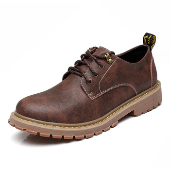 秋冬新款超纤皮男士皮鞋 系带大头工装男鞋 暗棕 41