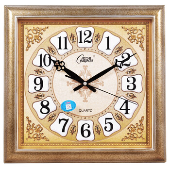 康巴丝(compas)挂钟 静音简约时钟欧式复古方形石英钟 2932 铁艺-京东