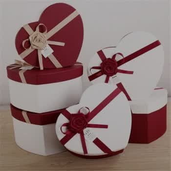 浪漫七夕情人节礼品盒心形礼物盒 送男女友鲜花包装礼盒韩式 红色红盖