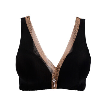 缪诗新品无钢圈调整型文胸 深v聚拢撞色蕾丝背心款内衣胸罩 涵雅风情