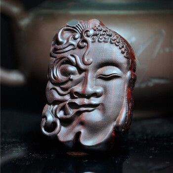 皇顺 小叶紫檀一念之间吊坠一念之差佛魔项坠男女款木牌 金星小叶紫檀