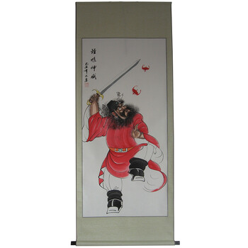 蒂拉手绘钟馗画像装饰字画 钟馗神威