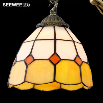 世为SEEWEE  欧式吊灯田园地中海灯创意客厅灯具蒂凡尼卧室吊灯餐厅灯饰 黄色6头吊灯