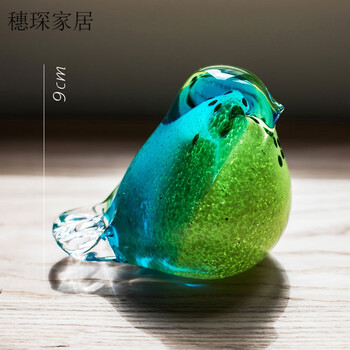 【】琉璃鸟 玻璃鸟 手工艺 玻璃艺术品 摆件桌面纸镇客厅书房 fiji