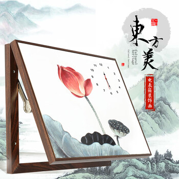 金品家创意现代随意停翻盖客厅餐厅卧室遮挡箱推拉有框画电闸箱配电箱电表箱装饰画带钟表壁画 B款 棕色框40*50横幅 覆盖电表箱尺寸 32*40